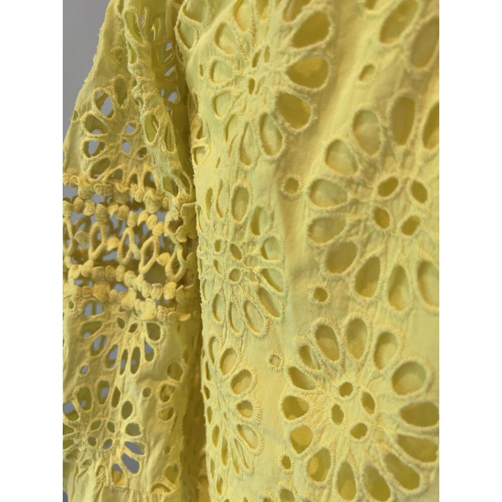 LILLY PULITZER Laurenne -off the shoulder -XS-Yellow-Pinwheel Eyelet-3/4 Sleeve - Picture 7 of 11